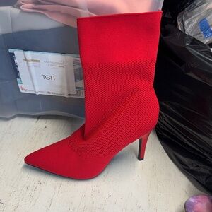 Brash Red Heeled Boots